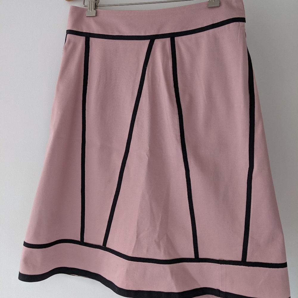 Pink and black A-line skirt with ribbon detail
